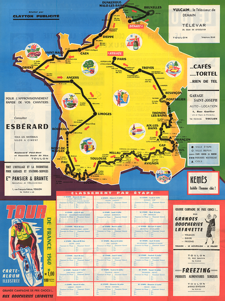 1960 Tour de France Map Poster – MOLTENI CYCLING