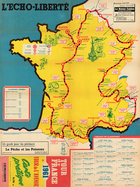 1961 Tour de France Map Poster – MOLTENI CYCLING